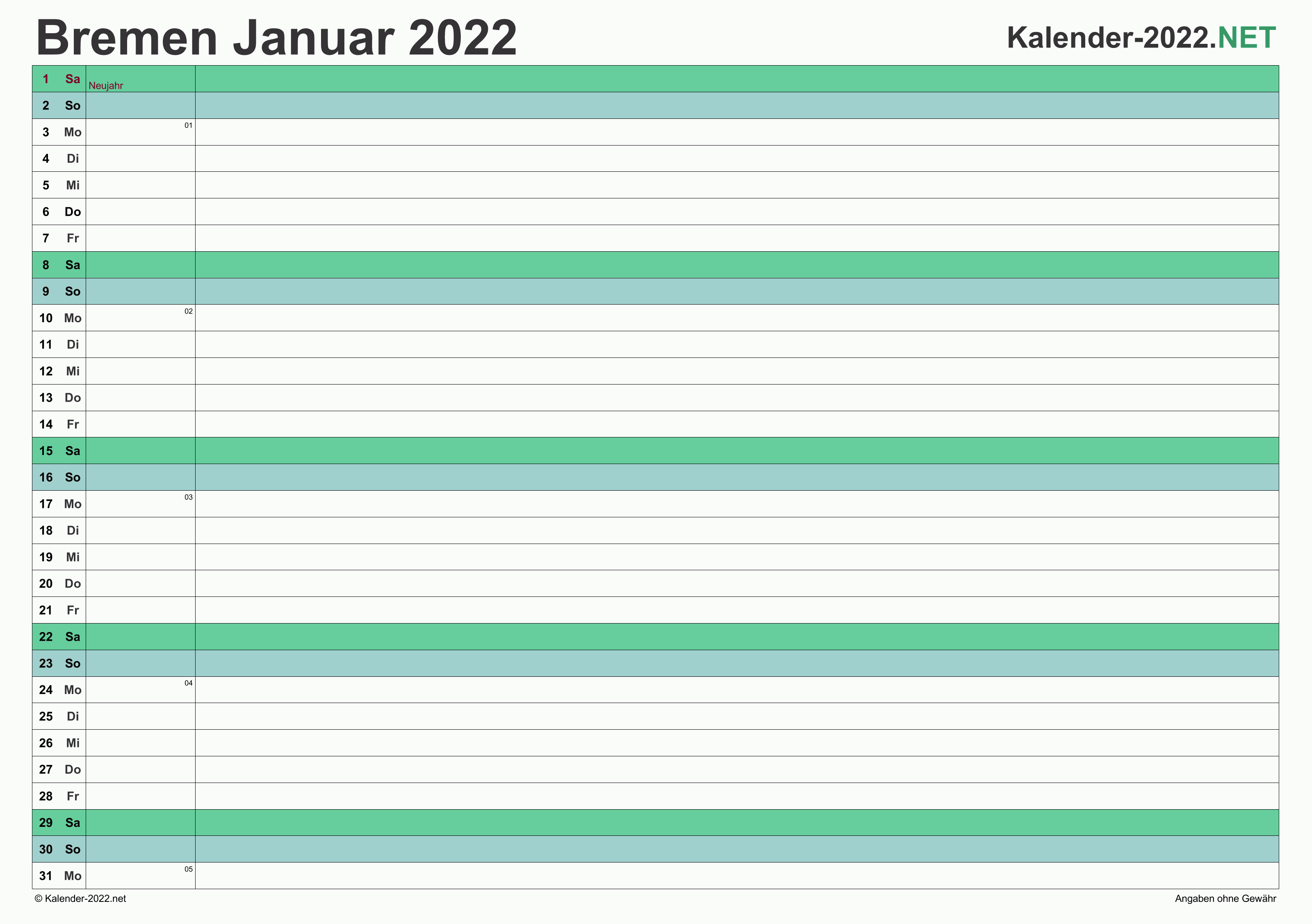 KALENDER 2022 ZUM AUSDRUCKEN - Kostenlos!